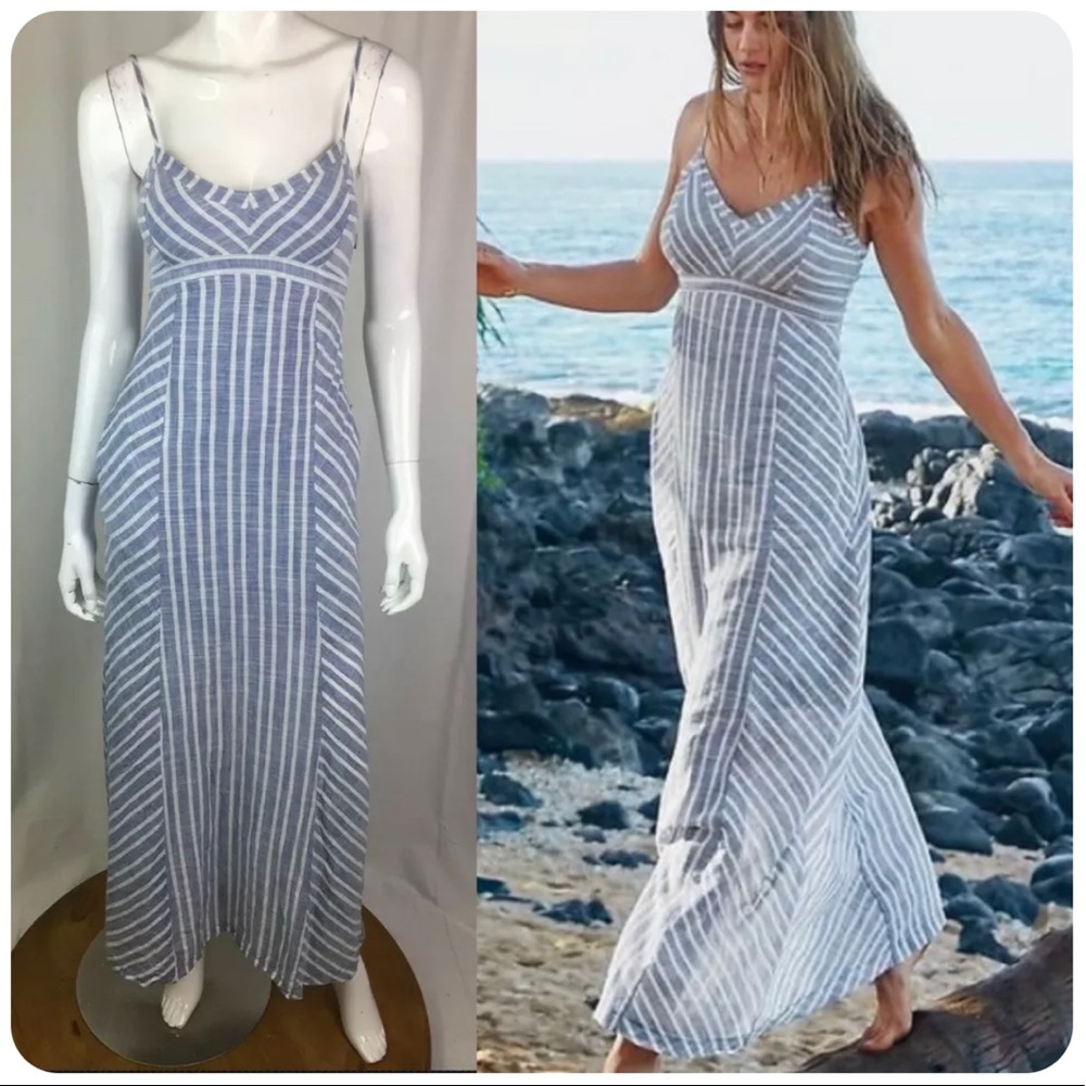 Athleta blue striped Wayfinder Maxi dress